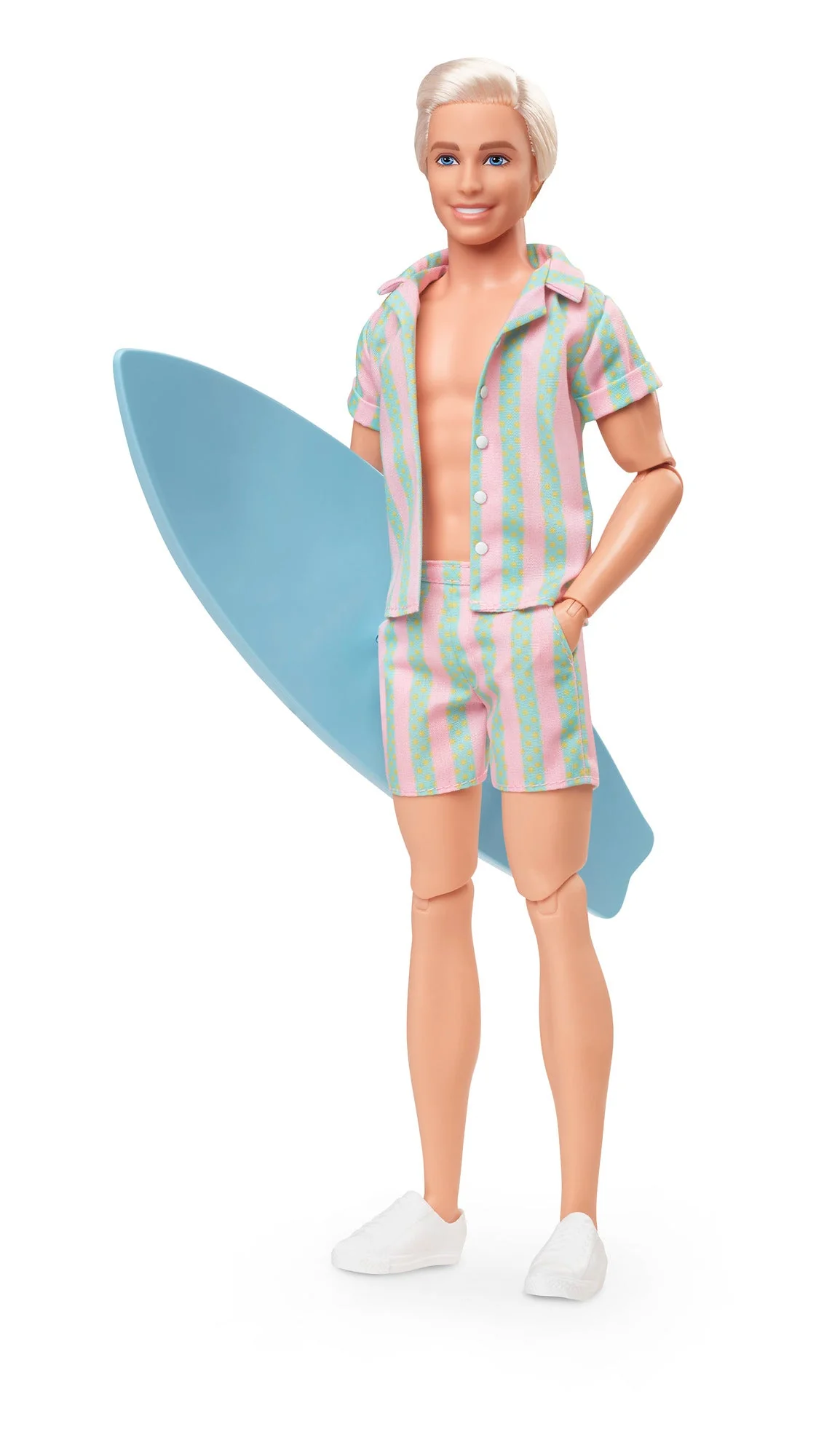 Barbie The Movie Ken Doll Wearing Pastel Striped Beach Matching Set - Image 4