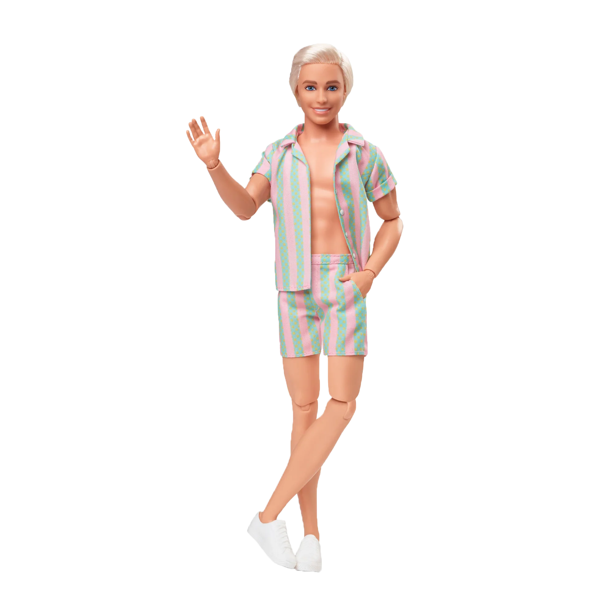 Barbie The Movie Ken Doll Wearing Pastel Striped Beach Matching Set - Image 6