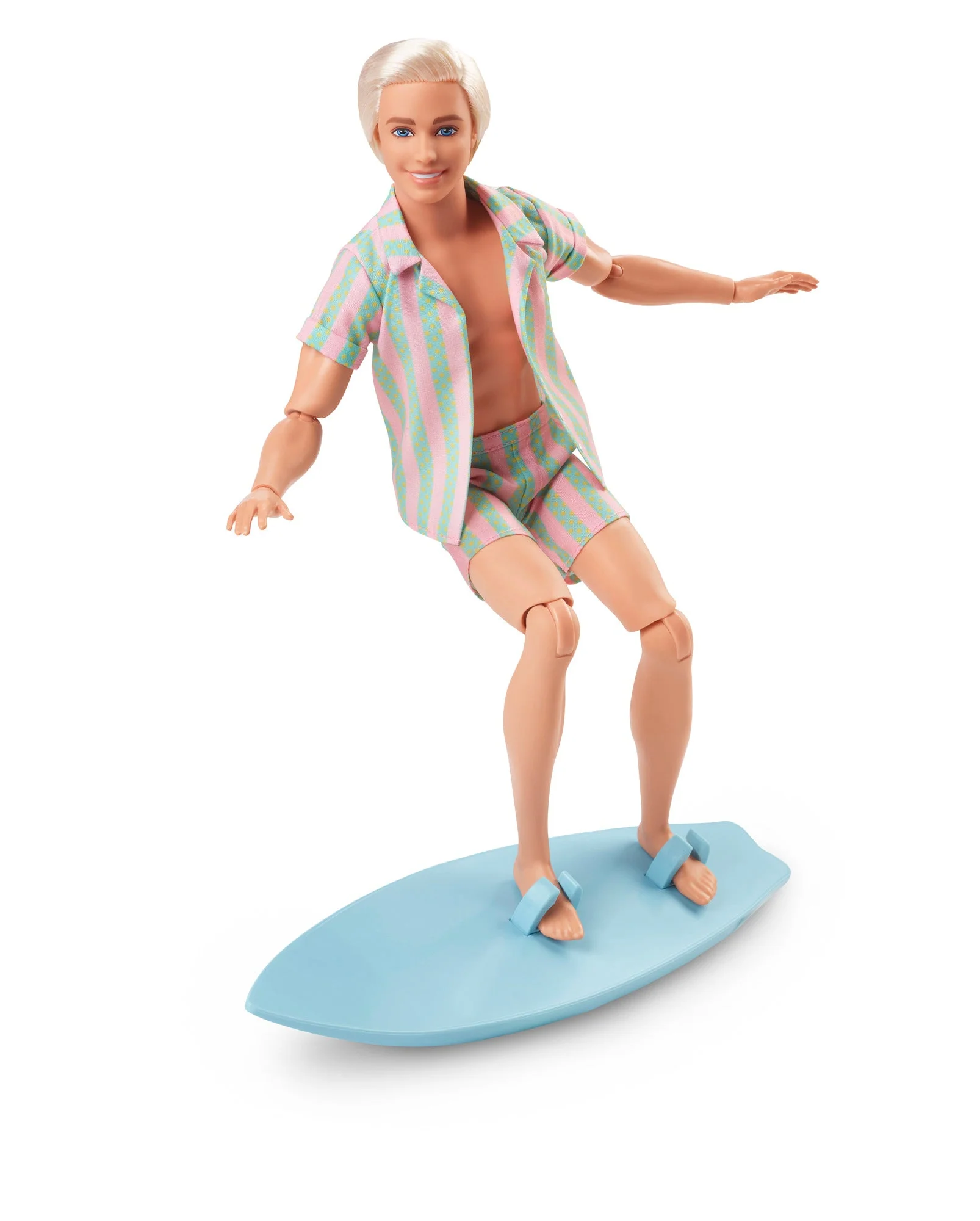 Barbie The Movie Ken Doll Wearing Pastel Striped Beach Matching Set - Image 8