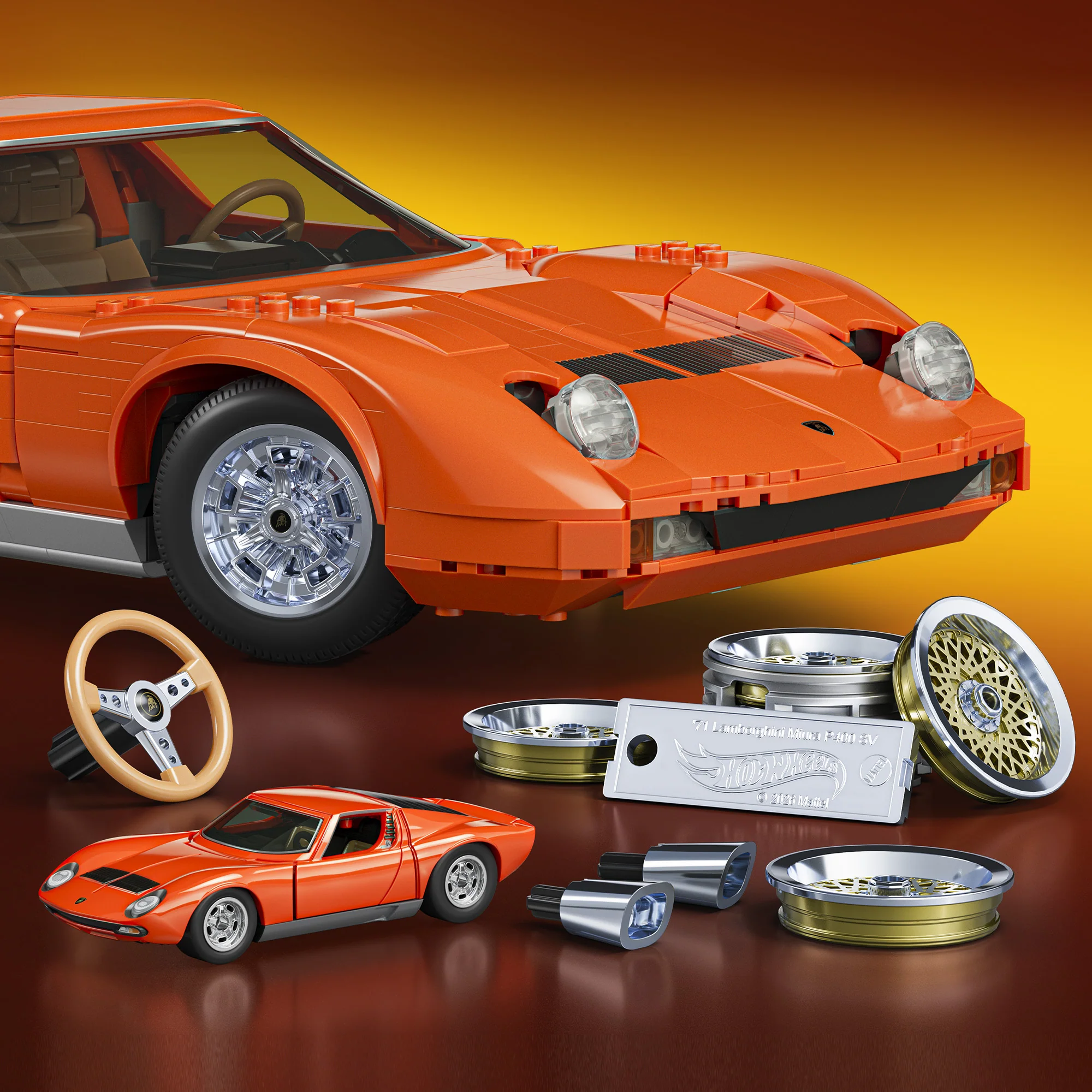 Mattel Brick Shop x Hot Wheels Lamborghini Miura P400 SV Building Collectible Set - Image 3