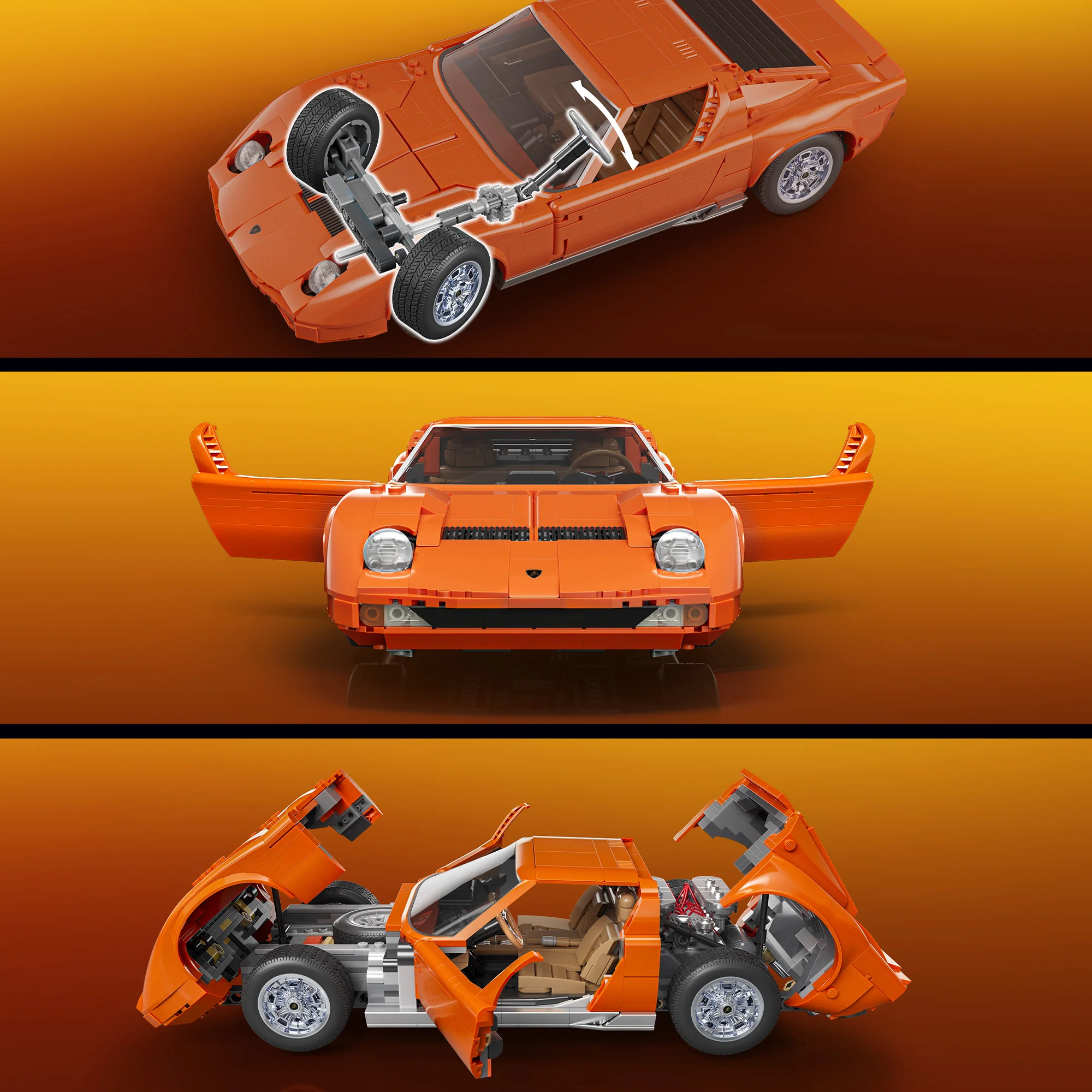 Mattel Brick Shop x Hot Wheels Lamborghini Miura P400 SV Building Collectible Set - Image 4