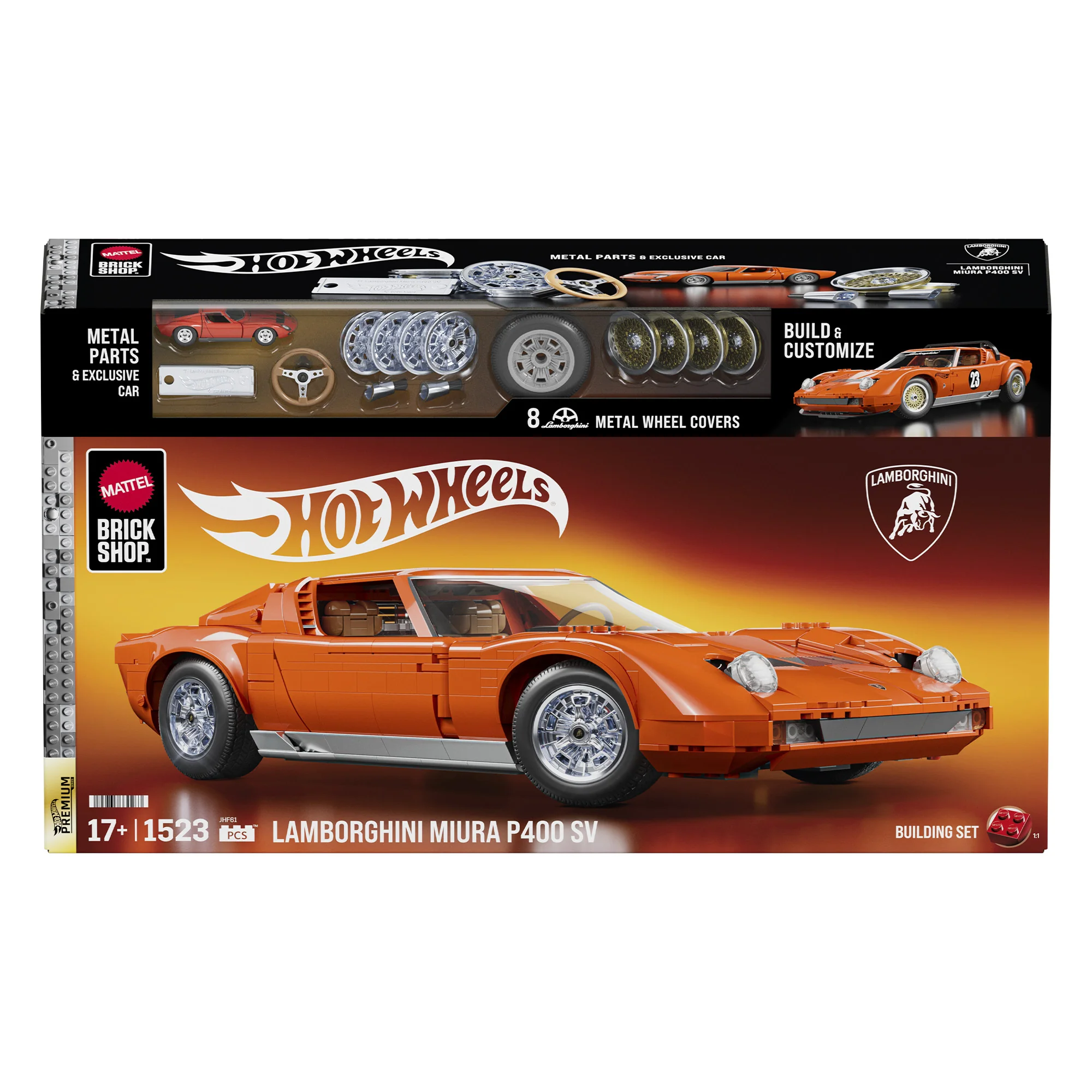 Mattel Brick Shop x Hot Wheels Lamborghini Miura P400 SV Building Collectible Set - Image 9